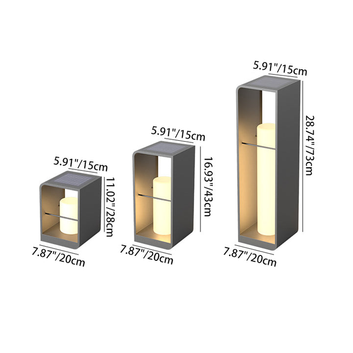 Moderne Minimaliste Rectangle Cylindre Solaire Étanche PE Matériel LED Lumière Extérieure Pour Jardin 