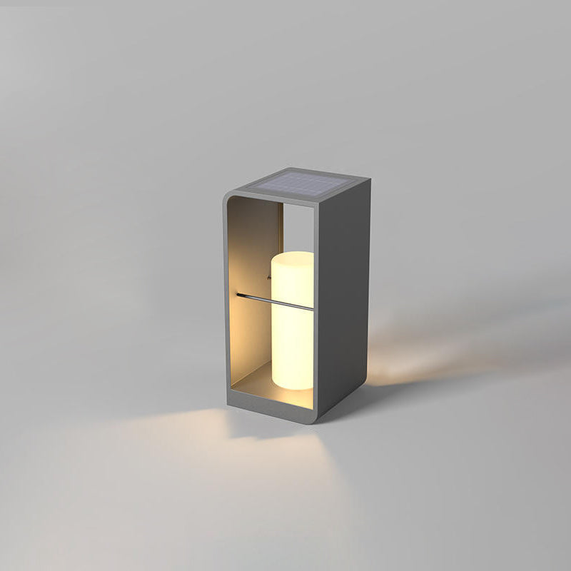 Moderne minimalistische rechteckige Zylinder-Solar-Wasserdichte PE-Hardware-LED-Außenleuchte für den Garten 