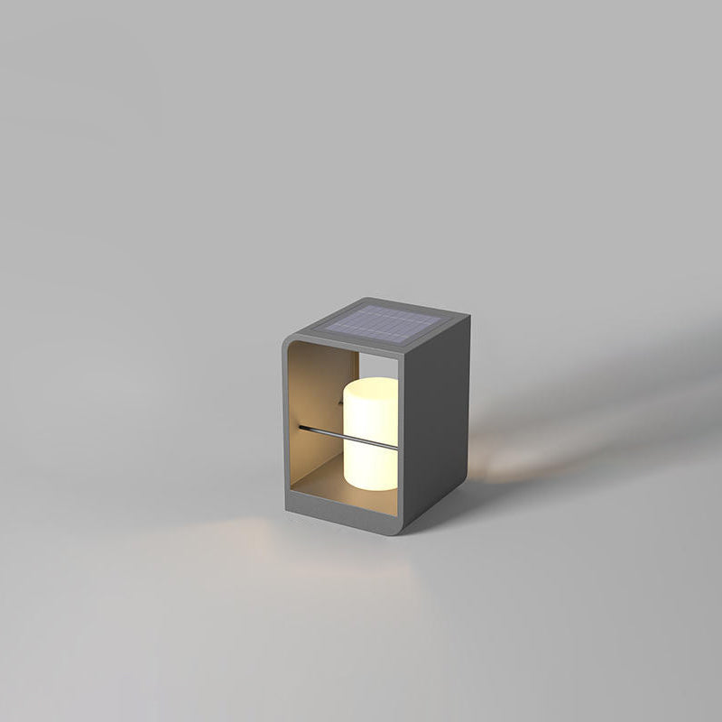 Moderne minimalistische rechteckige Zylinder-Solar-Wasserdichte PE-Hardware-LED-Außenleuchte für den Garten 