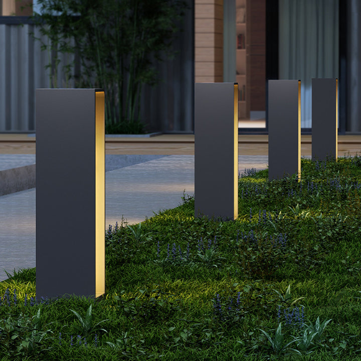 Moderne Minimaliste Rectangle Cylindre Solaire Étanche PE Matériel LED Lumière Extérieure Pour Jardin 