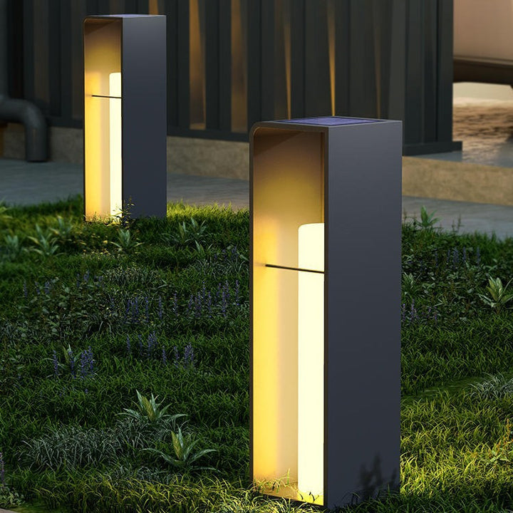Moderne Minimaliste Rectangle Cylindre Solaire Étanche PE Matériel LED Lumière Extérieure Pour Jardin 
