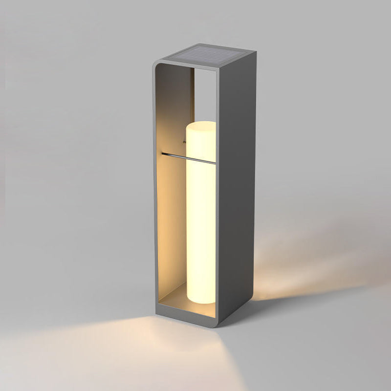 Moderne minimalistische rechteckige Zylinder-Solar-Wasserdichte PE-Hardware-LED-Außenleuchte für den Garten 