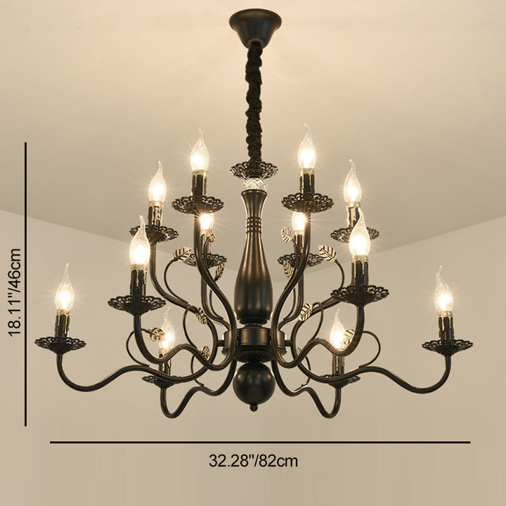 Rama de vela vintage tradicional redonda de doble vidrio de hierro 6/12/16 luces candelabro para sala de estar 