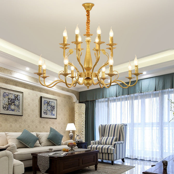 Traditional Vintage Candle Branch Round Double Iron 6/12/16 Light Chandelier For Living Room