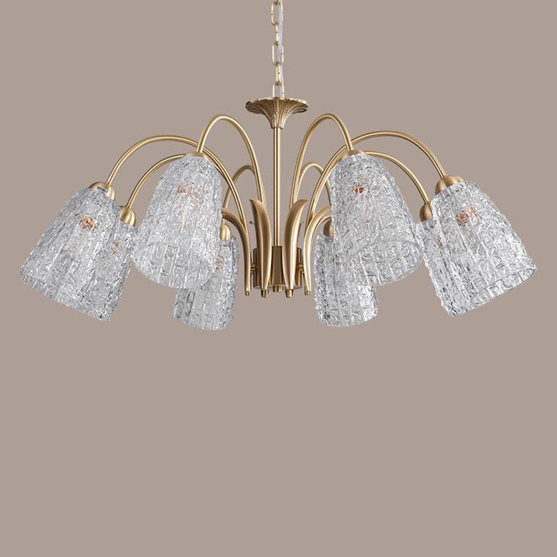Lustre en verre et laiton avec branches traditionnelles françaises et diamants évasés, disponible en 3/5/6/8/10 lumières pour le salon 