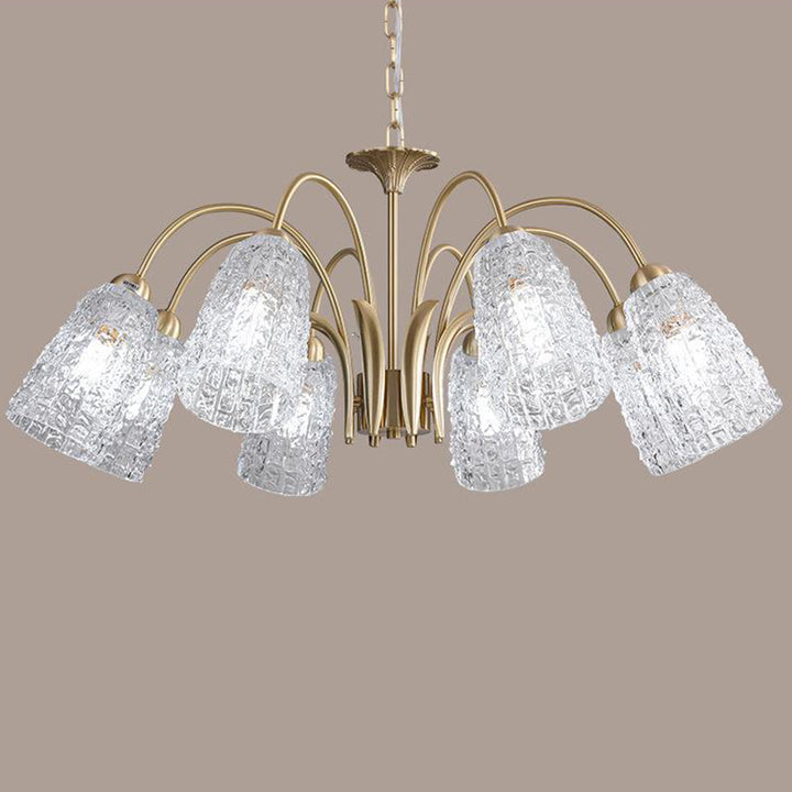 Lustre en verre et laiton avec branches traditionnelles françaises et diamants évasés, disponible en 3/5/6/8/10 lumières pour le salon 