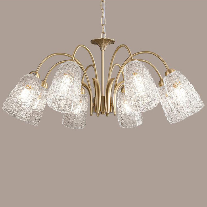 Lustre en verre et laiton avec branches traditionnelles françaises et diamants évasés, disponible en 3/5/6/8/10 lumières pour le salon 