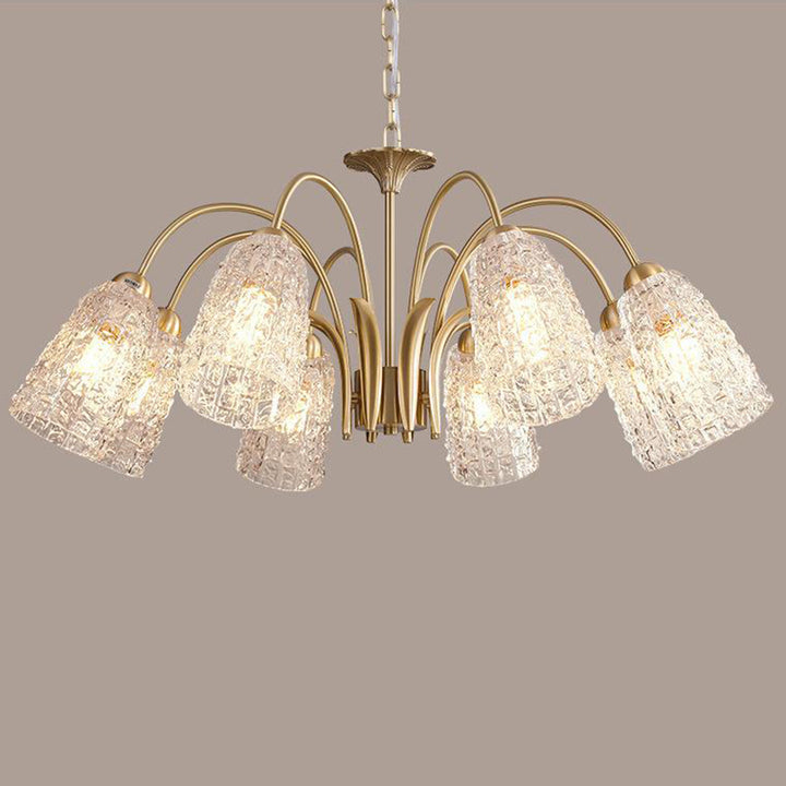 Lustre en verre et laiton avec branches traditionnelles françaises et diamants évasés, disponible en 3/5/6/8/10 lumières pour le salon 