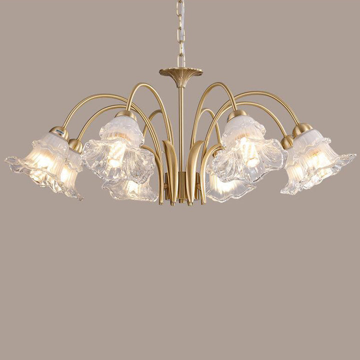 Lustre en verre et laiton avec branches traditionnelles françaises et diamants évasés, disponible en 3/5/6/8/10 lumières pour le salon 