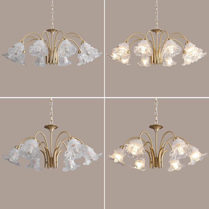 Lustre en verre et laiton avec branches traditionnelles françaises et diamants évasés, disponible en 3/5/6/8/10 lumières pour le salon 