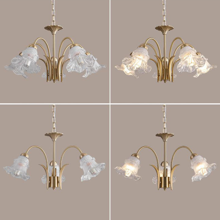 Lustre en verre et laiton avec branches traditionnelles françaises et diamants évasés, disponible en 3/5/6/8/10 lumières pour le salon 