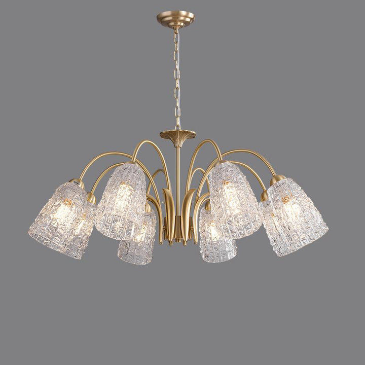 Lustre en verre et laiton avec branches traditionnelles françaises et diamants évasés, disponible en 3/5/6/8/10 lumières pour le salon 
