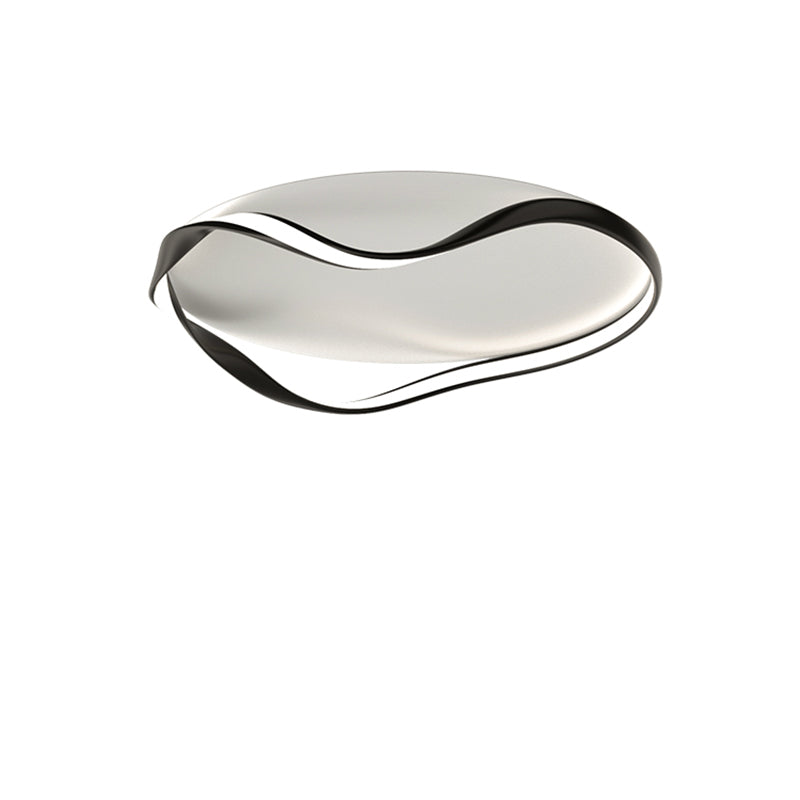 Modern Minimalist Round Bend Aluminum Hardware LED Flush Mount Ceiling Light For Living Room