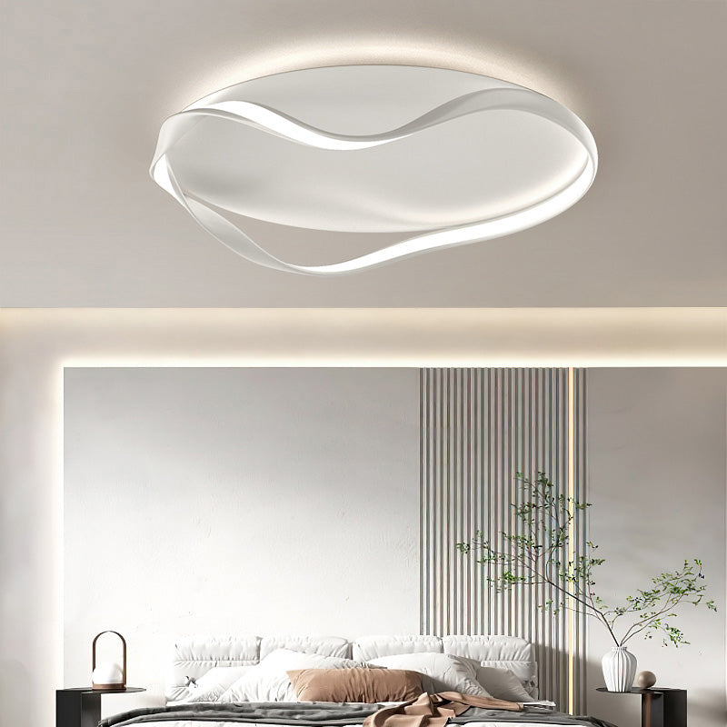 Modern Minimalist Round Bend Aluminum Hardware LED Flush Mount Ceiling Light For Living Room