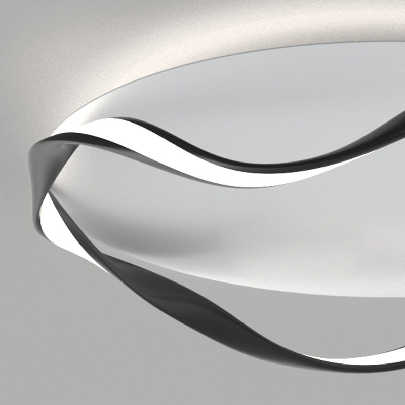 Modern Minimalist Round Bend Aluminum Hardware LED Flush Mount Ceiling Light For Living Room