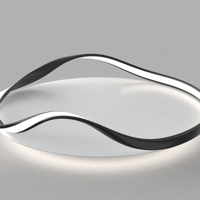 Modern Minimalist Round Bend Aluminum Hardware LED Flush Mount Ceiling Light For Living Room