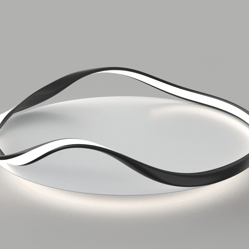 Modern Minimalist Round Bend Aluminum Hardware LED Flush Mount Ceiling Light For Living Room