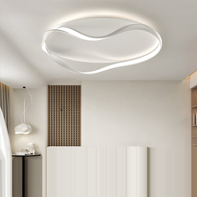 Modern Minimalist Round Bend Aluminum Hardware LED Flush Mount Ceiling Light For Living Room