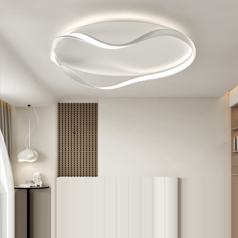 Modern Minimalist Round Bend Aluminum Hardware LED Flush Mount Ceiling Light For Living Room