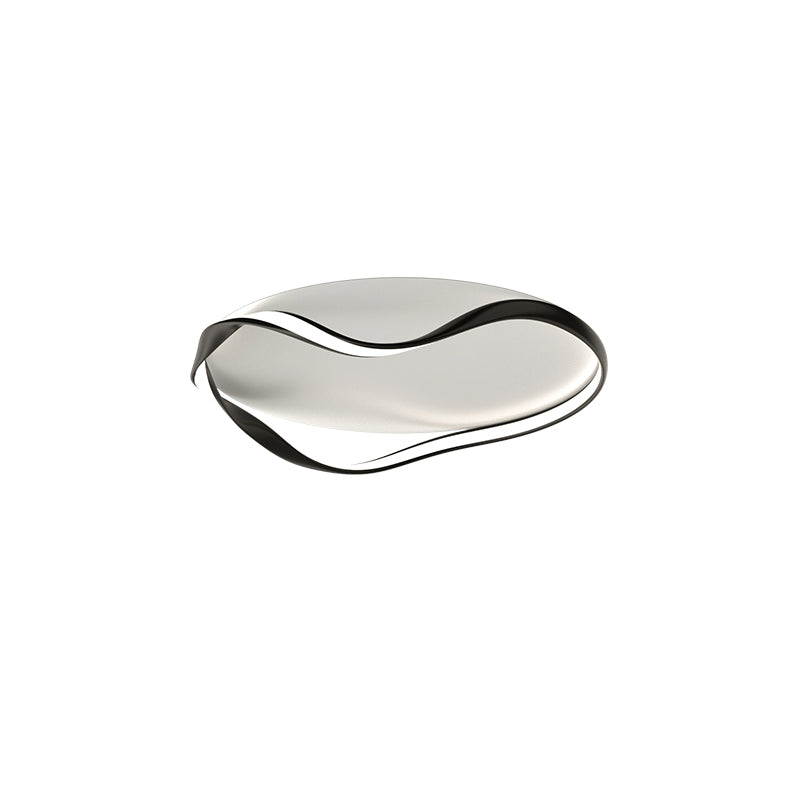 Modern Minimalist Round Bend Aluminum Hardware LED Flush Mount Ceiling Light For Living Room