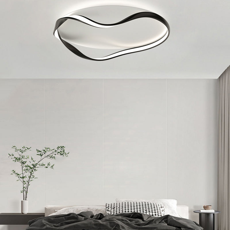 Modern Minimalist Round Bend Aluminum Hardware LED Flush Mount Ceiling Light For Living Room