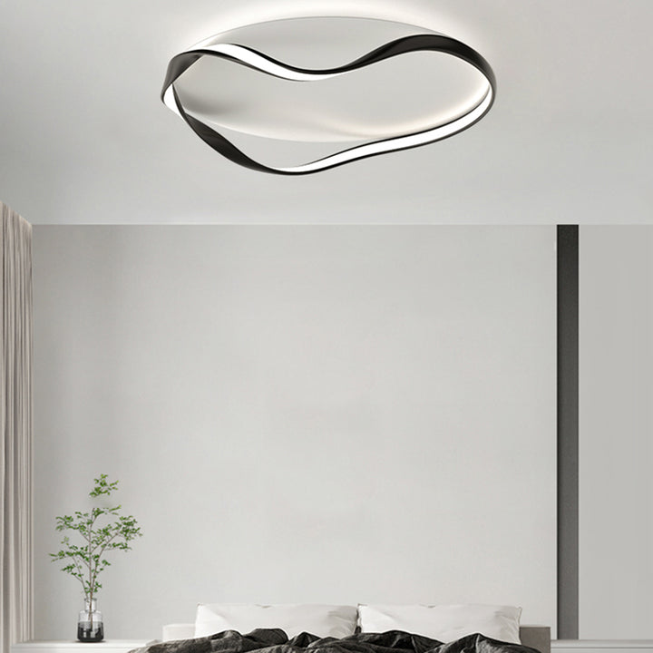 Modern Minimalist Round Bend Aluminum Hardware LED Flush Mount Ceiling Light For Living Room
