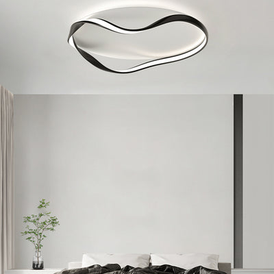 Modern Minimalist Round Bend Aluminum Hardware LED Flush Mount Ceiling Light For Living Room
