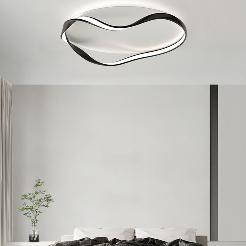 Modern Minimalist Round Bend Aluminum Hardware LED Flush Mount Ceiling Light For Living Room