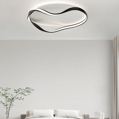 Modern Minimalist Round Bend Aluminum Hardware LED Flush Mount Ceiling Light For Living Room