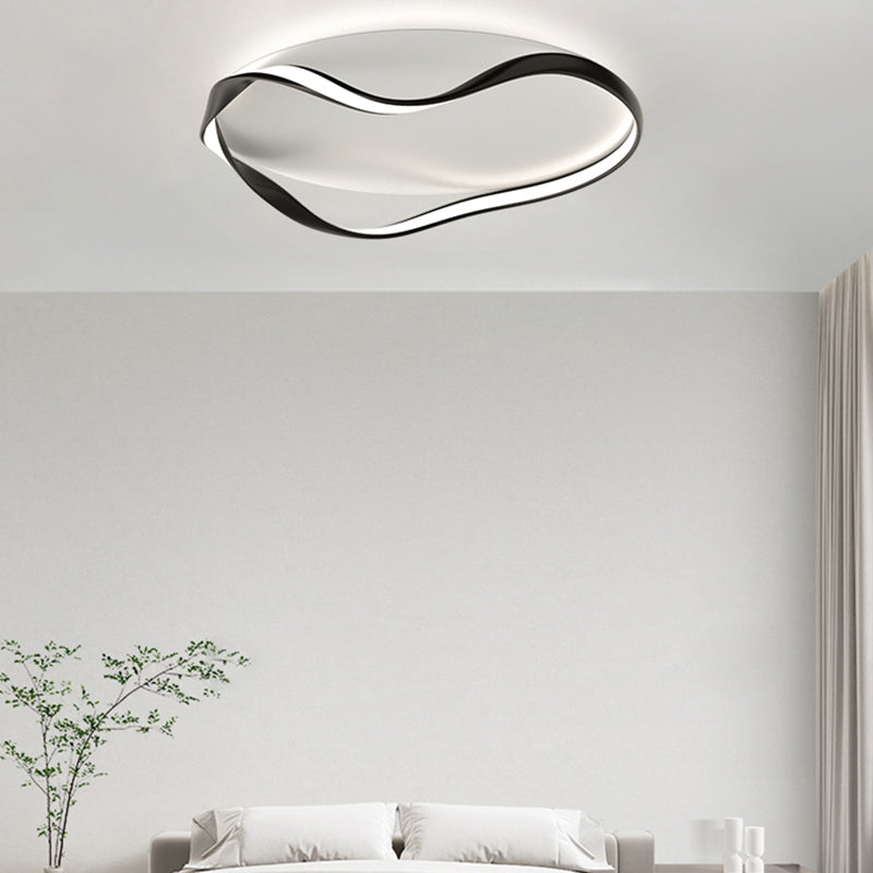 Modern Minimalist Round Bend Aluminum Hardware LED Flush Mount Ceiling Light For Living Room