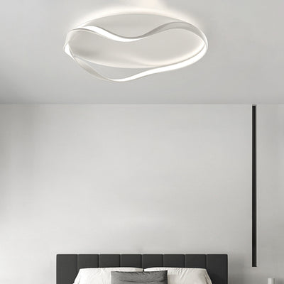 Modern Minimalist Round Bend Aluminum Hardware LED Flush Mount Ceiling Light For Living Room