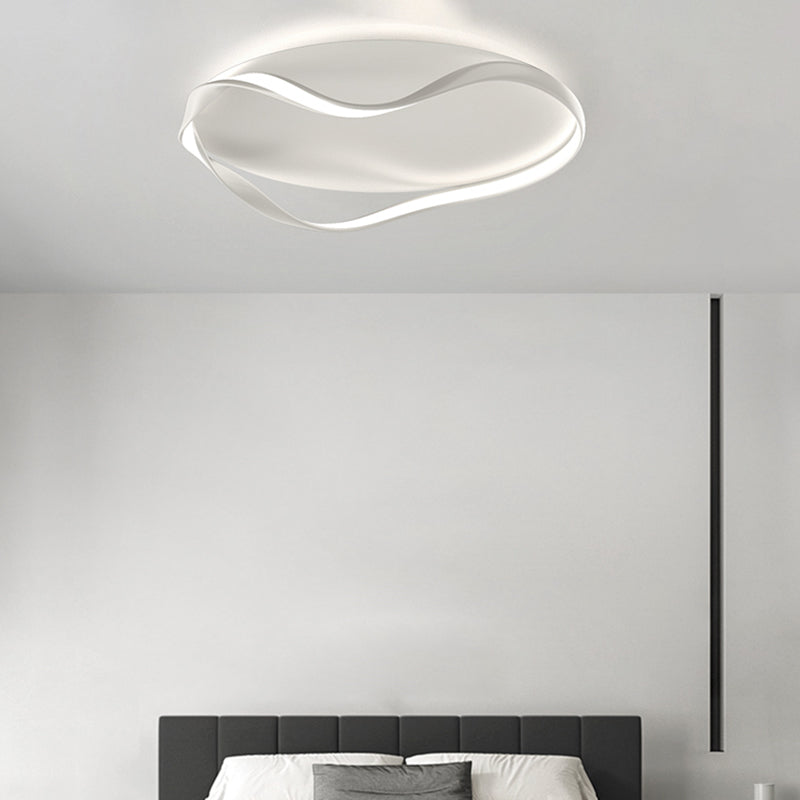 Modern Minimalist Round Bend Aluminum Hardware LED Flush Mount Ceiling Light For Living Room