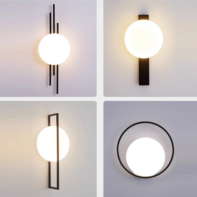 Contemporary Scandinavian Round Ball Rectangle Round Acrylic Iron LED Wall Sconce Lamp For Bedroom
