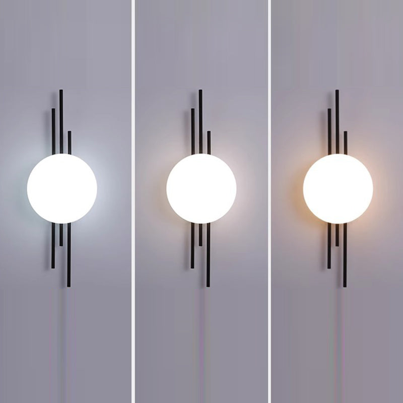 Contemporary Scandinavian Round Ball Rectangle Round Acrylic Iron LED Wall Sconce Lamp For Bedroom