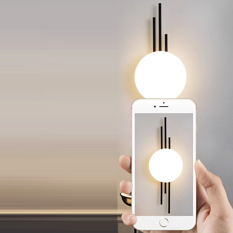 Contemporary Scandinavian Round Ball Rectangle Round Acrylic Iron LED Wall Sconce Lamp For Bedroom