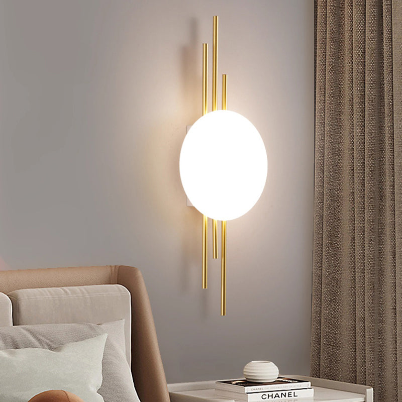 Applique murale LED en fer acrylique ronde contemporaine scandinave pour chambre à coucher 