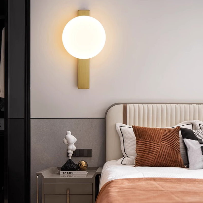 Contemporary Scandinavian Round Ball Rectangle Round Acrylic Iron LED Wall Sconce Lamp For Bedroom