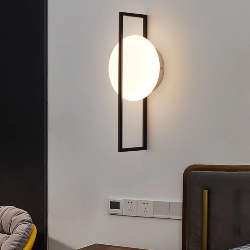 Contemporary Scandinavian Round Ball Rectangle Round Acrylic Iron LED Wall Sconce Lamp For Bedroom