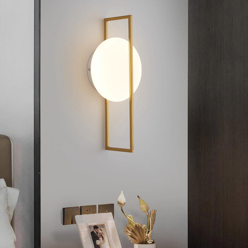 Contemporary Scandinavian Round Ball Rectangle Round Acrylic Iron LED Wall Sconce Lamp For Bedroom