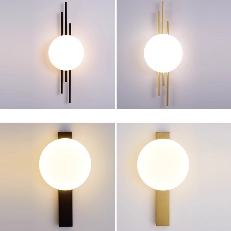 Contemporary Scandinavian Round Ball Rectangle Round Acrylic Iron LED Wall Sconce Lamp For Bedroom