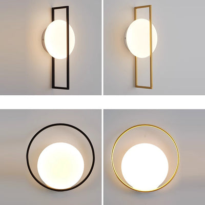 Contemporary Scandinavian Round Ball Rectangle Round Acrylic Iron LED Wall Sconce Lamp For Bedroom