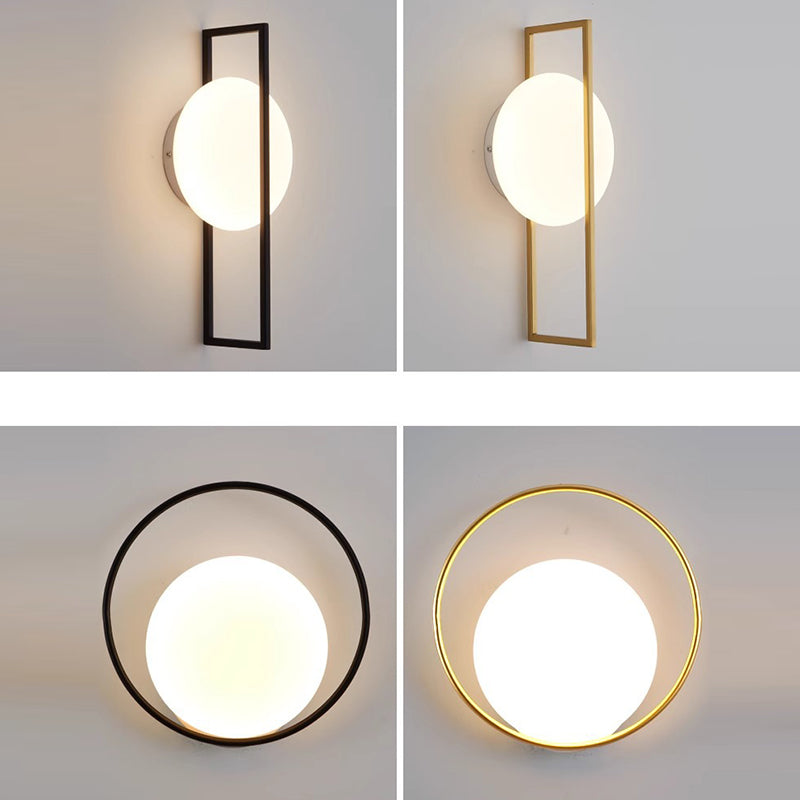 Contemporary Scandinavian Round Ball Rectangle Round Acrylic Iron LED Wall Sconce Lamp For Bedroom