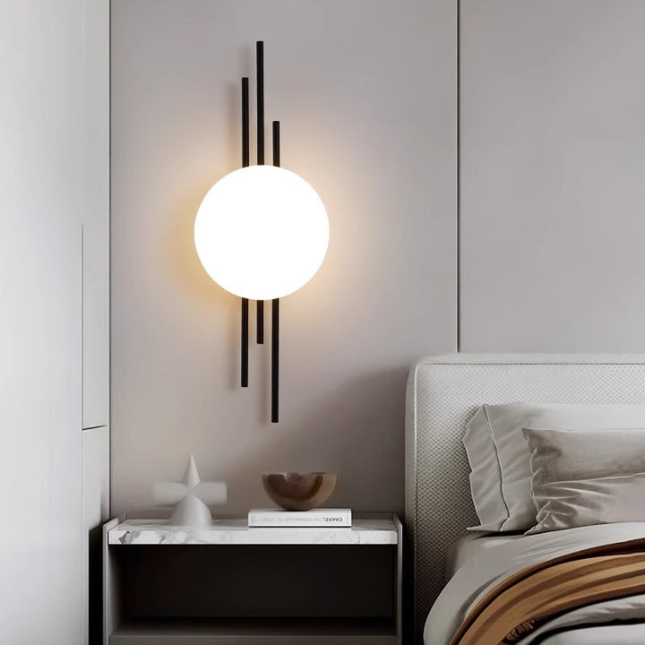Applique murale LED en fer acrylique ronde contemporaine scandinave pour chambre à coucher 