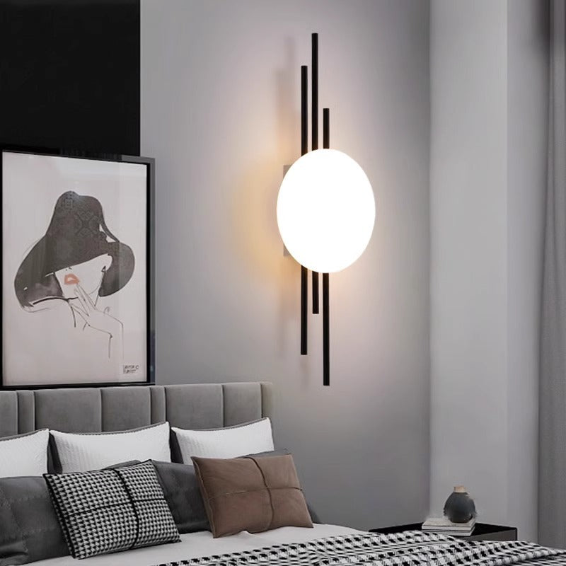 Contemporary Scandinavian Round Ball Rectangle Round Acrylic Iron LED Wall Sconce Lamp For Bedroom