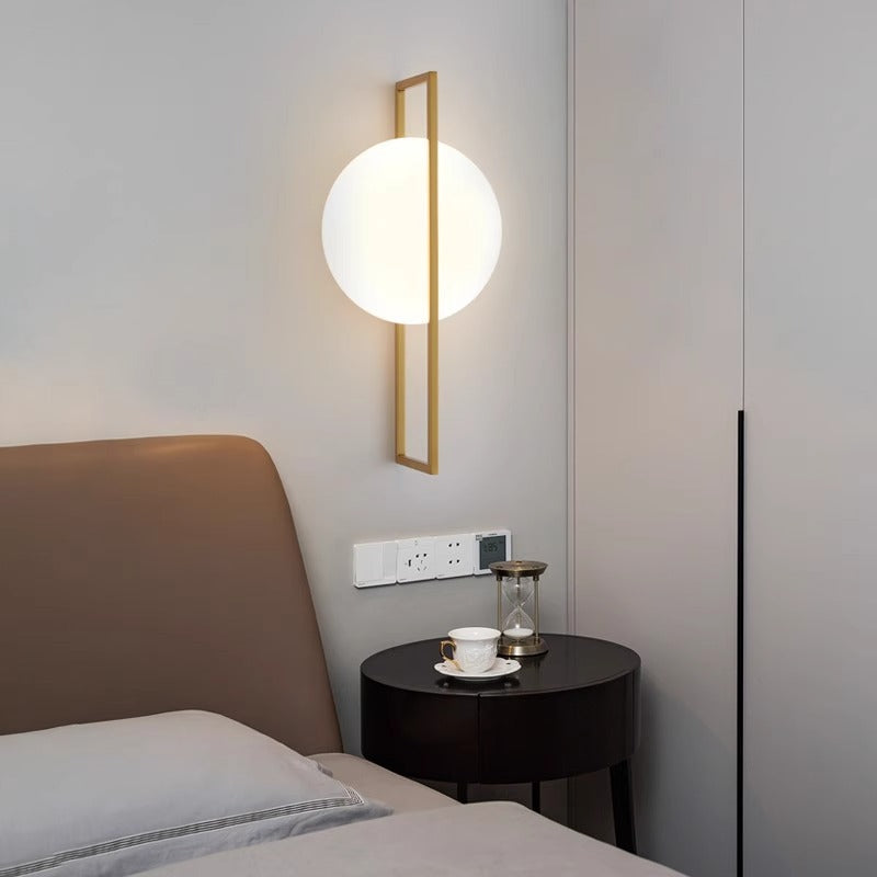 Contemporary Scandinavian Round Ball Rectangle Round Acrylic Iron LED Wall Sconce Lamp For Bedroom