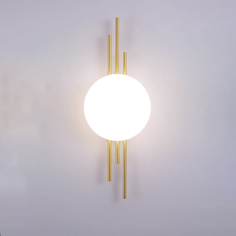 Contemporary Scandinavian Round Ball Rectangle Round Acrylic Iron LED Wall Sconce Lamp For Bedroom