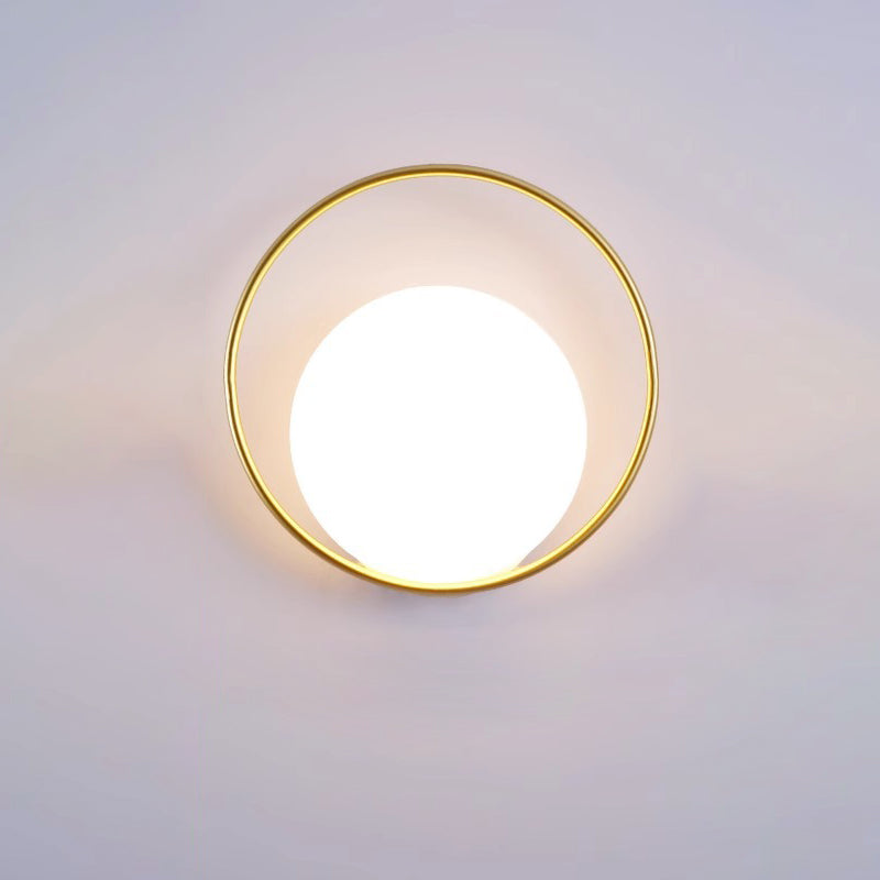 Contemporary Scandinavian Round Ball Rectangle Round Acrylic Iron LED Wall Sconce Lamp For Bedroom