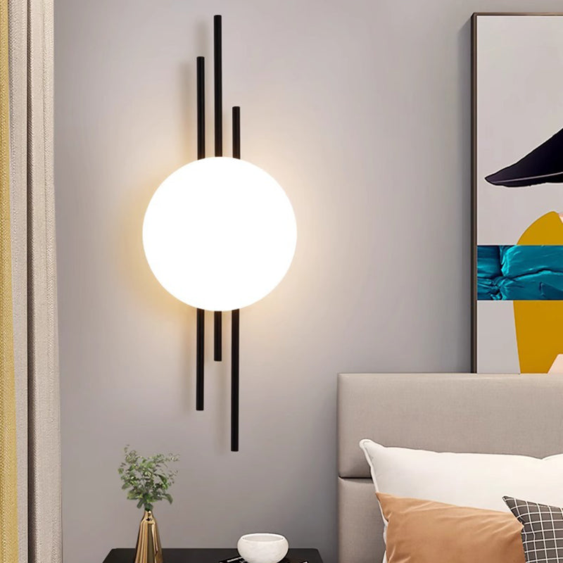 Applique murale LED en fer acrylique ronde contemporaine scandinave pour chambre à coucher 