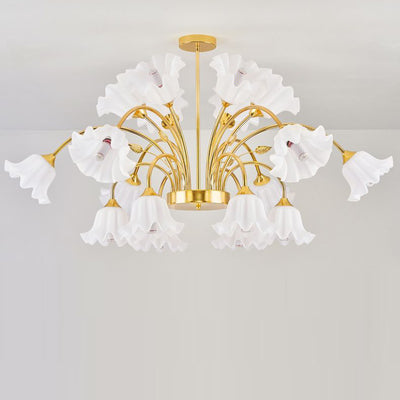 Contemporary Scandinavian Branch Round Flower Pod Glass Iron 9/12/15/18 Light Chandelier For Living Room
