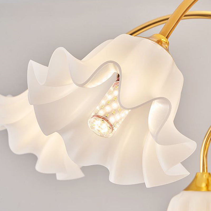 Contemporary Scandinavian Branch Round Flower Pod Glass Iron 9/12/15/18 Light Chandelier For Living Room